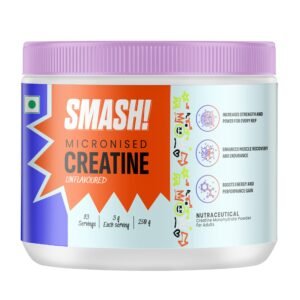SMASH Micronised Creatine Monohydrate Powder, Unflavoured (83 Servings, 250g) ( free delivery )