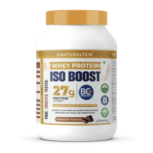 NATURALTEIN Whey Protein ISO BOOST – 27g Protein per Serving | Isolate-Dominated Whey Blend | With BC30 Probiotic | Unflavoured | No Added Sugar | Ultra Low Fat & Carbs | Clean & Easy Mixability ( free delivery )