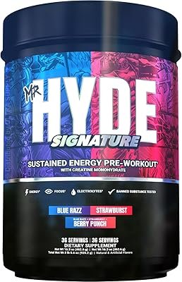 Mr Hyde Signature Pre Workout Powder 72 Servings (36.6 oz Value Pack) High Stim Energy Formula with Creatine Monohydrate, L Citrulline, Beta Alanine, Focus Blend, Multi Flavor ( free delivery )