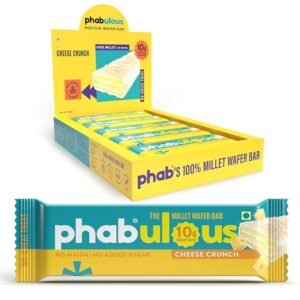 Phab Millet Protien Wafers - Cheese Crunch | 10g Protein | 0 Sugar, No Maida, No Preservatives, No Trans Fat | Millet Goodness (Bajra) | Gluten-Free Healthy Snack | Desk-to-Gym Snack | Pack of 10 ( free delivery )