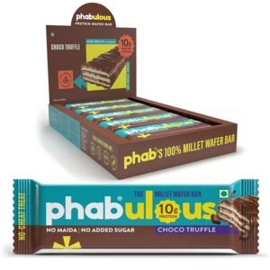 Phab Millet Protien Wafers - Choco Truffle | 10g Protein | 0 Sugar, No Maida, No Preservatives, No Trans Fat | Millet Goodness (Bajra) | Gluten-Free Healthy Snack | Desk-to-Gym Snack | Pack of 10 ( free delivery )