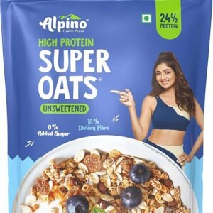 ALPINO 24% High Protein Super Rolled Oats Unsweetened 1kg - Rolled Oats & Natural Peanut Butter – 24g Protein, Source of Dietary Fibre & Healthy Fats, No Added Sugar & Salt ( free delivery )