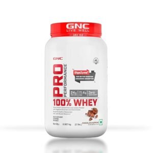 GNC Pro Performance 100% Whey Protein | 2 lbs | Muscle Growth | Muscle Recovery | DigeZyme® For Easy Digestion | Informed Choice Certified | 24g Protein | 5.5g BCAA | Chocolate Supreme | 907gm ( free delivery )