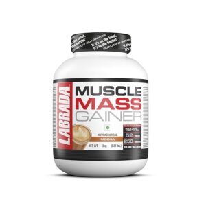 Labrada Muscle Mass Gainer Powder(Post-Workout, 1272 kcal, 53g Protein, 257g Carbs, 1g Creatine, 500mg L-Glutamine) - Pack of 6.6 lbs (3kg) (Mocha) ( free delivery )
